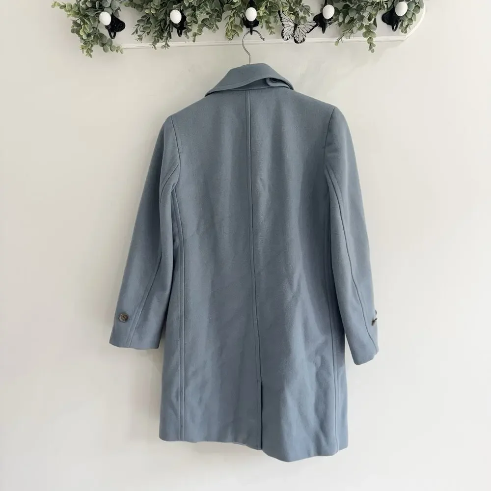 J. Crew Wool Pale Blue Button Down Topcoat XS p preppy chic - Picture 5 of 5